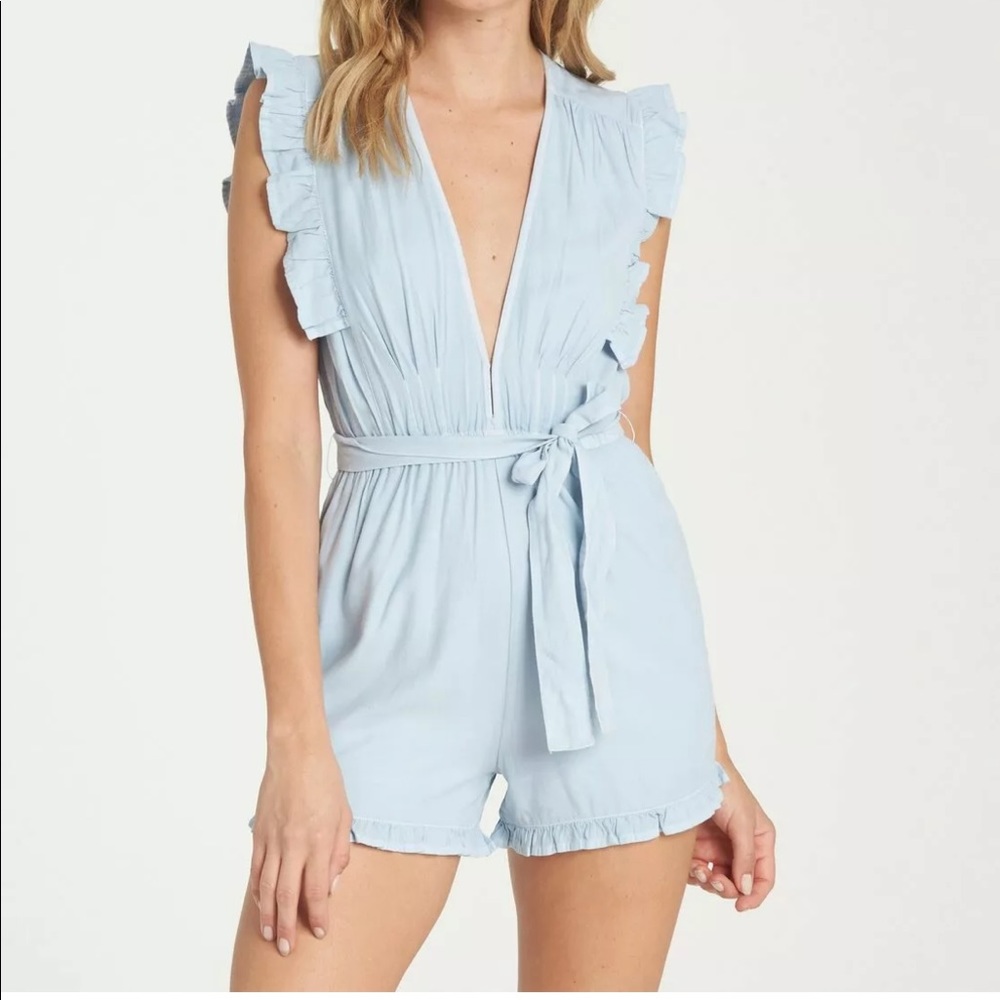 Billabong Sunny Garden Chambray Romper Size Medium